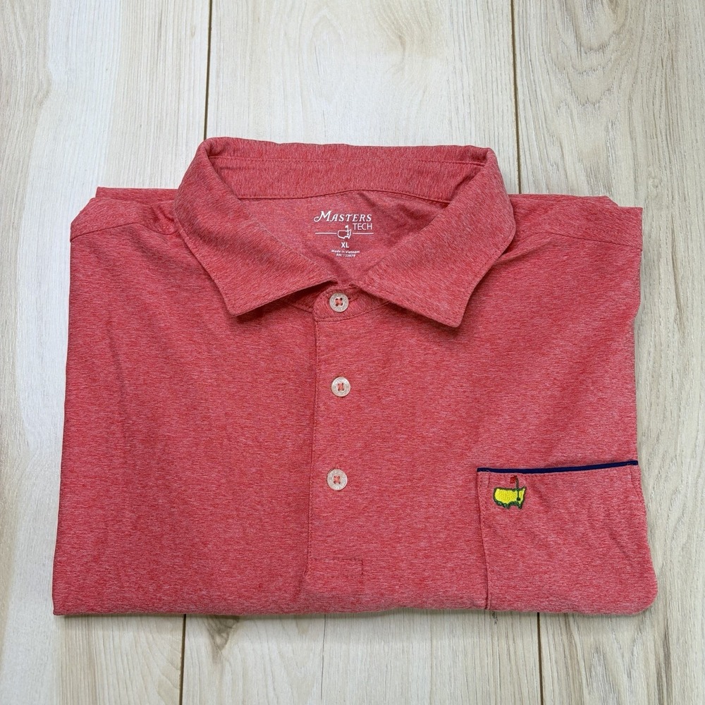Masters Tech Men's Performance Polo Golf Shirt AUGUSTA NATIONAL Heather Pink XL